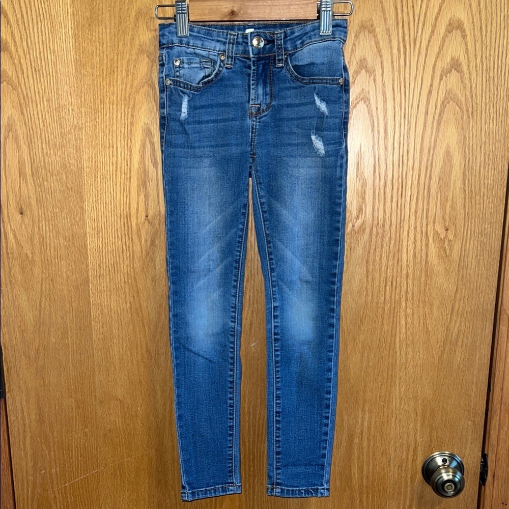 7 For All‎ Mankind Kids The Skinny Blue Distressed A-Pocket Jeans